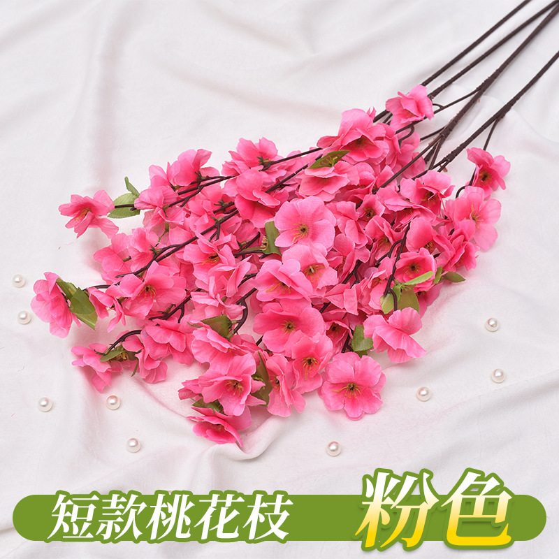 Simulación transfronteriza de flores de melocotón 7 horcos 9 flores artificiales decoración flor al por mayor paisajismo flor de melocotón decoración flores de seda flores de plástico
