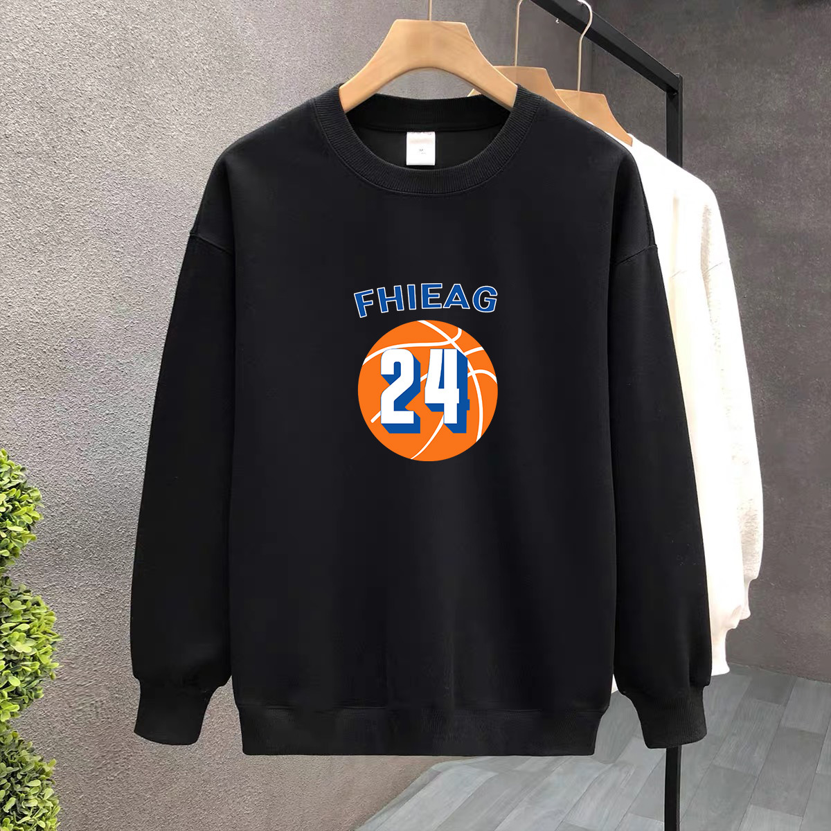 Suéter de algodón negro pesado de alta gama para mujeres 2025 otoño y invierno nuevo estilo europeo y americano camiseta de manga larga fondo suéter de estudiante