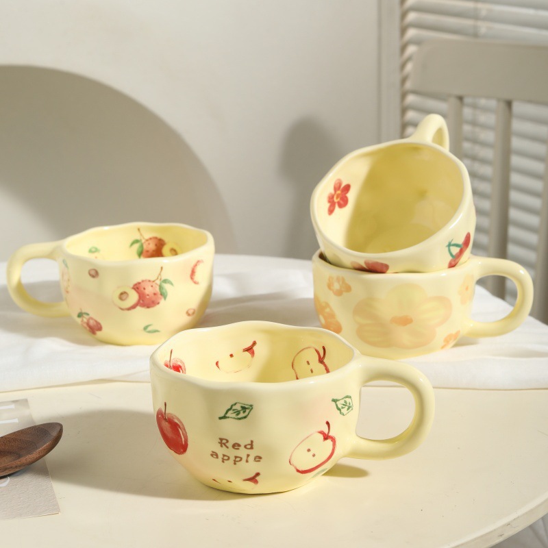 Insert taza de cerámica de flor adorable crema de viento pintado a mano taza de alta apariencia taza de menú de la tarde taza creativa