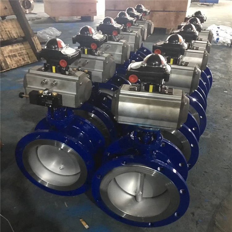 D643H-16C 气动金属硬密封蝶阀 防爆气动多层次金属三偏心蝶阀