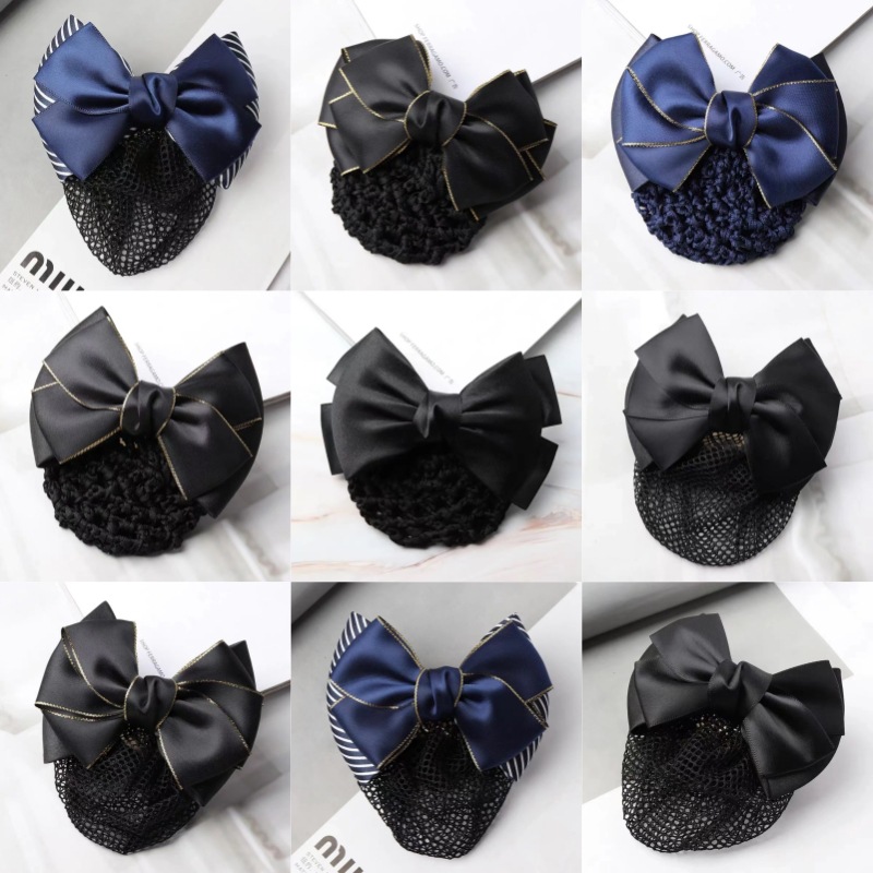 Headflower femenina enfermera profesional azafata banco para trabajar joyería de cabello caliente temperamento red de cabello coreana bolsillo de red de arco