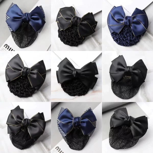 Head Flower Female Professional Nurse Stewardess Bank Work Hair Jewelry Explosions Temperament Hair Net South Korea Bow Net Bag