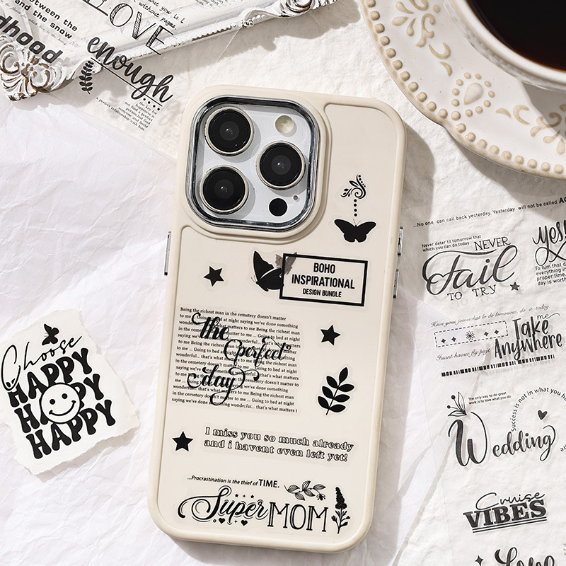 Yueran susurró pegatinas de pet transparentes a prueba de agua pegatinas de diario de bricolaje pegatinas de material en inglés retro transfronterizo