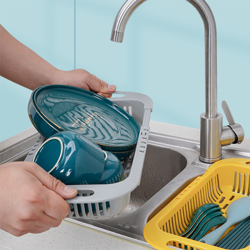 Manufacturer wholesale retractable drain basket new creative home kitchen sink drain rack adjustable price drain vegetable and fruit basket