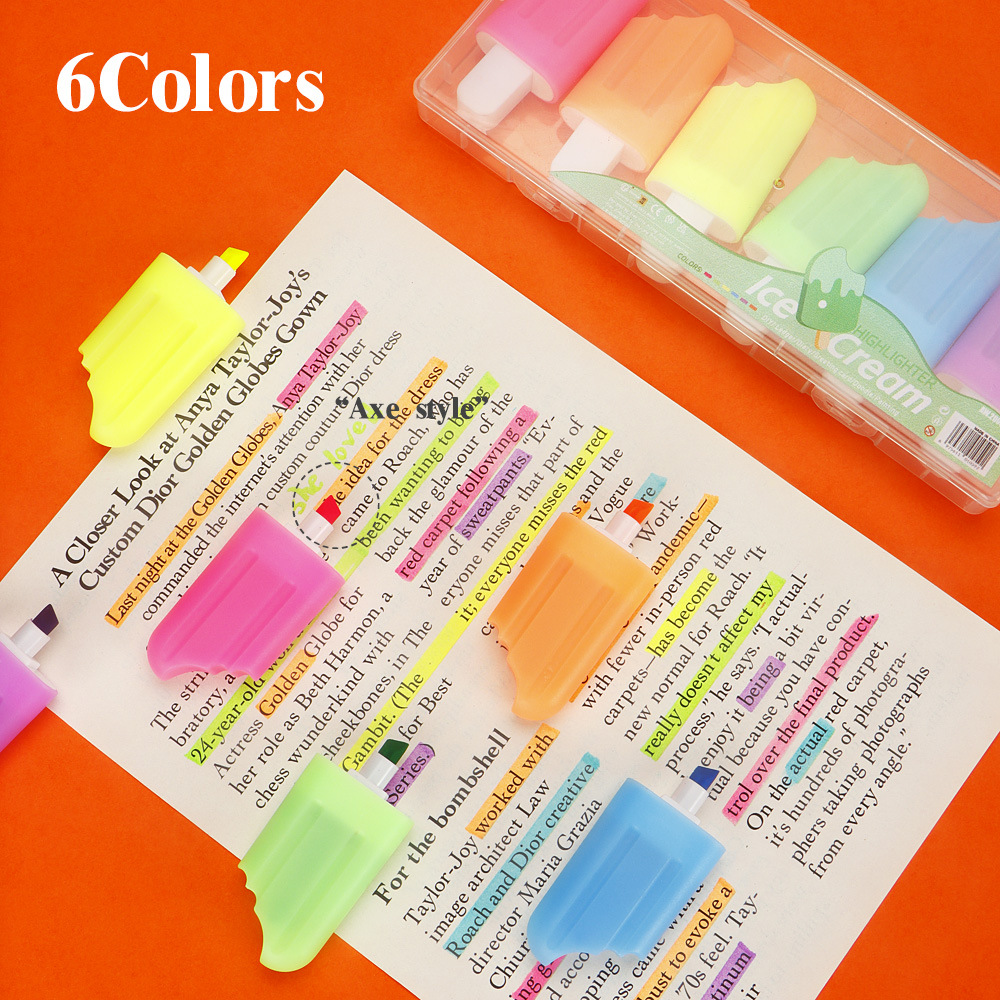 El conjunto de resaltadores de helado se puede plegar para estudiantes de dibujos animados creativos dibujos de dibujos animados a mano marcadores de graffiti marcadores
