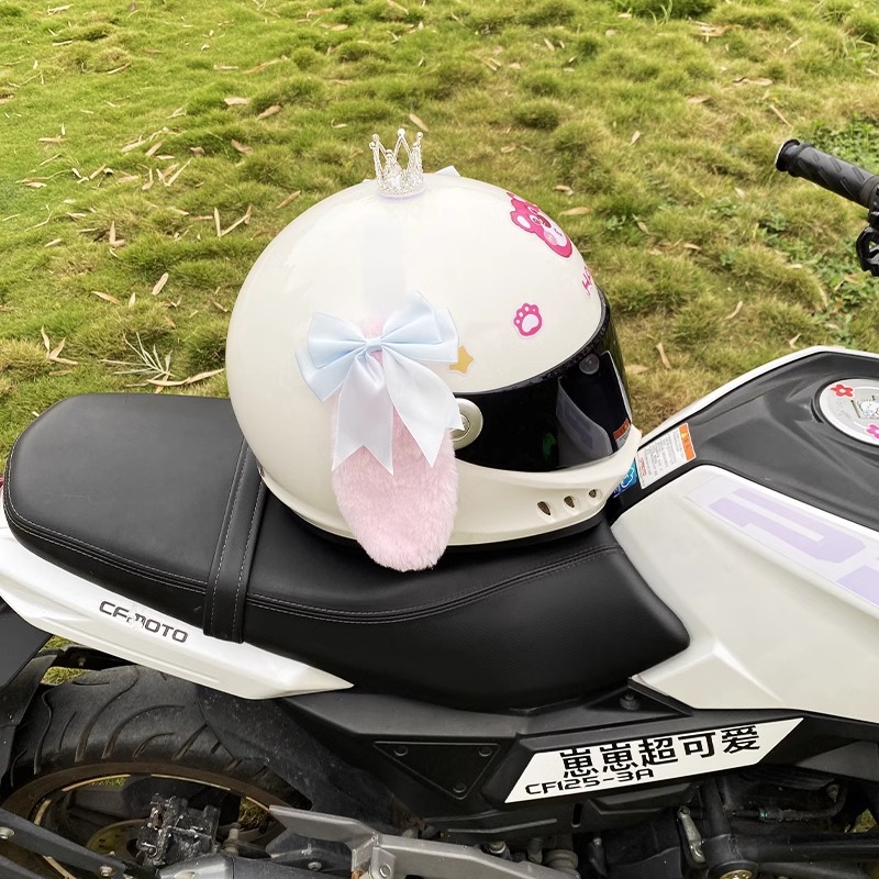 Helmet Accessories Motorcycle Electric Universal Velcro Light Blue Bowknot Pink Dog