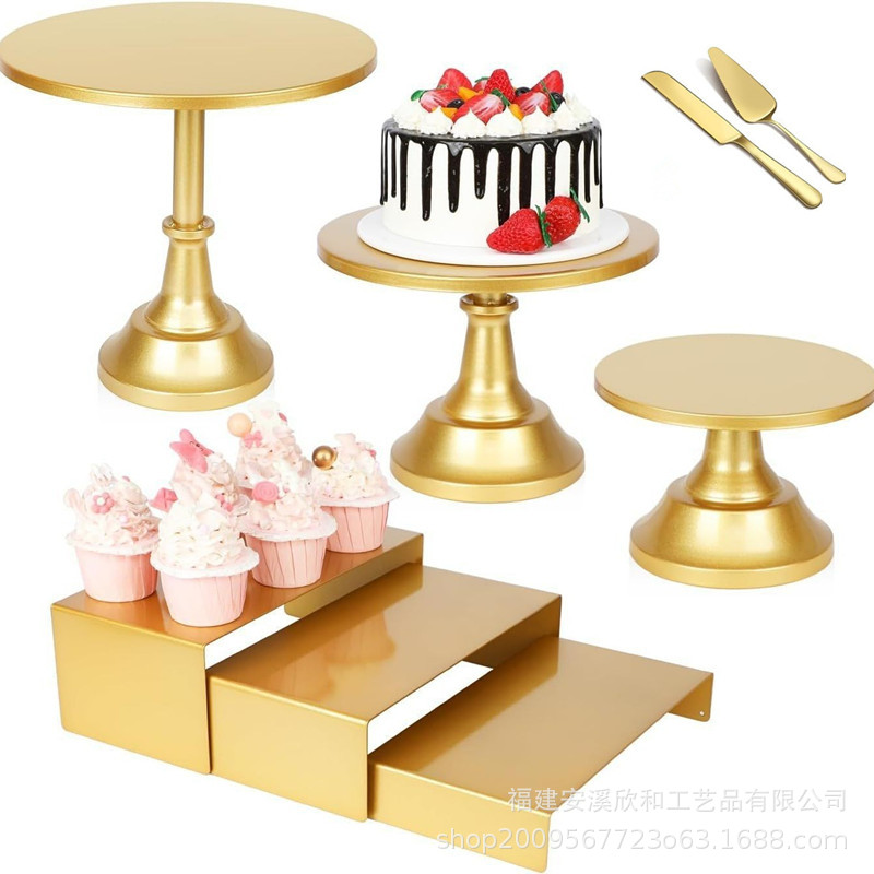 Estante de pastel de boda de hierro forjado, estante de exhibición de pastel de escuela secundaria baja, mesa de postres de boda, bandeja de pastel de props, conjunto de estante de pastel