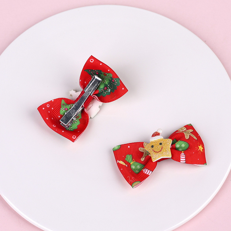 Factory Direct Sales European And American Foreign Trade Children Christmas Bow Barrettes Picture Clip Three Pieces Paper Cover display picture 5