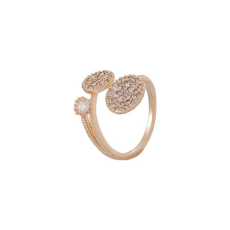 Fashion Alloy Geometric Round Full Diamond Ring Adjustable Ring_voghion.com