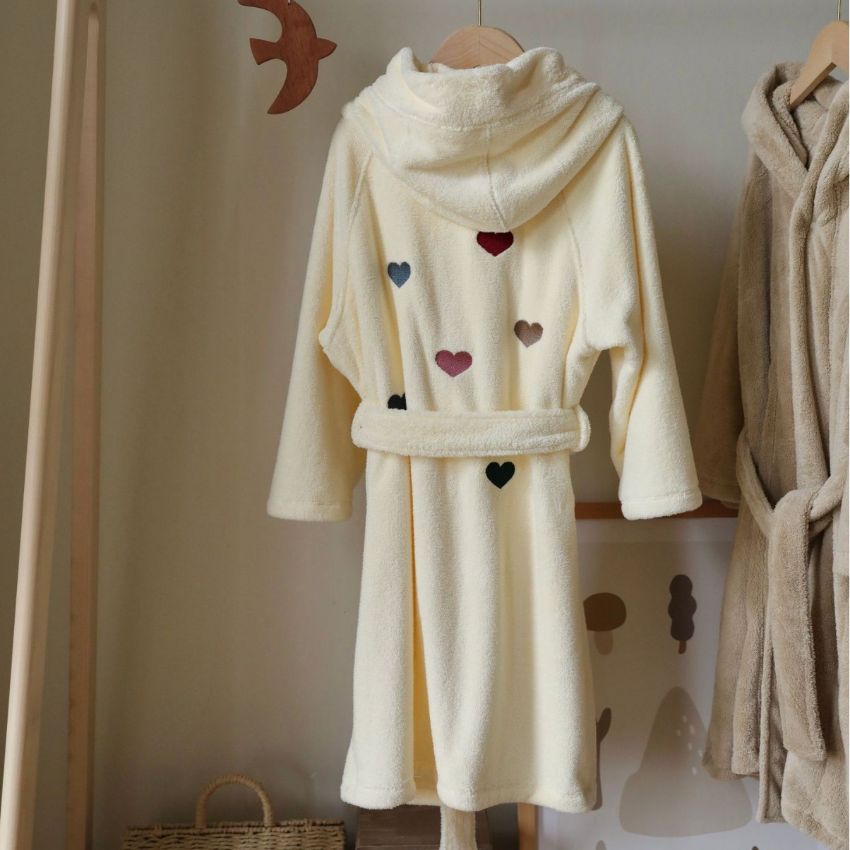 Bathrobe light yellow love heart