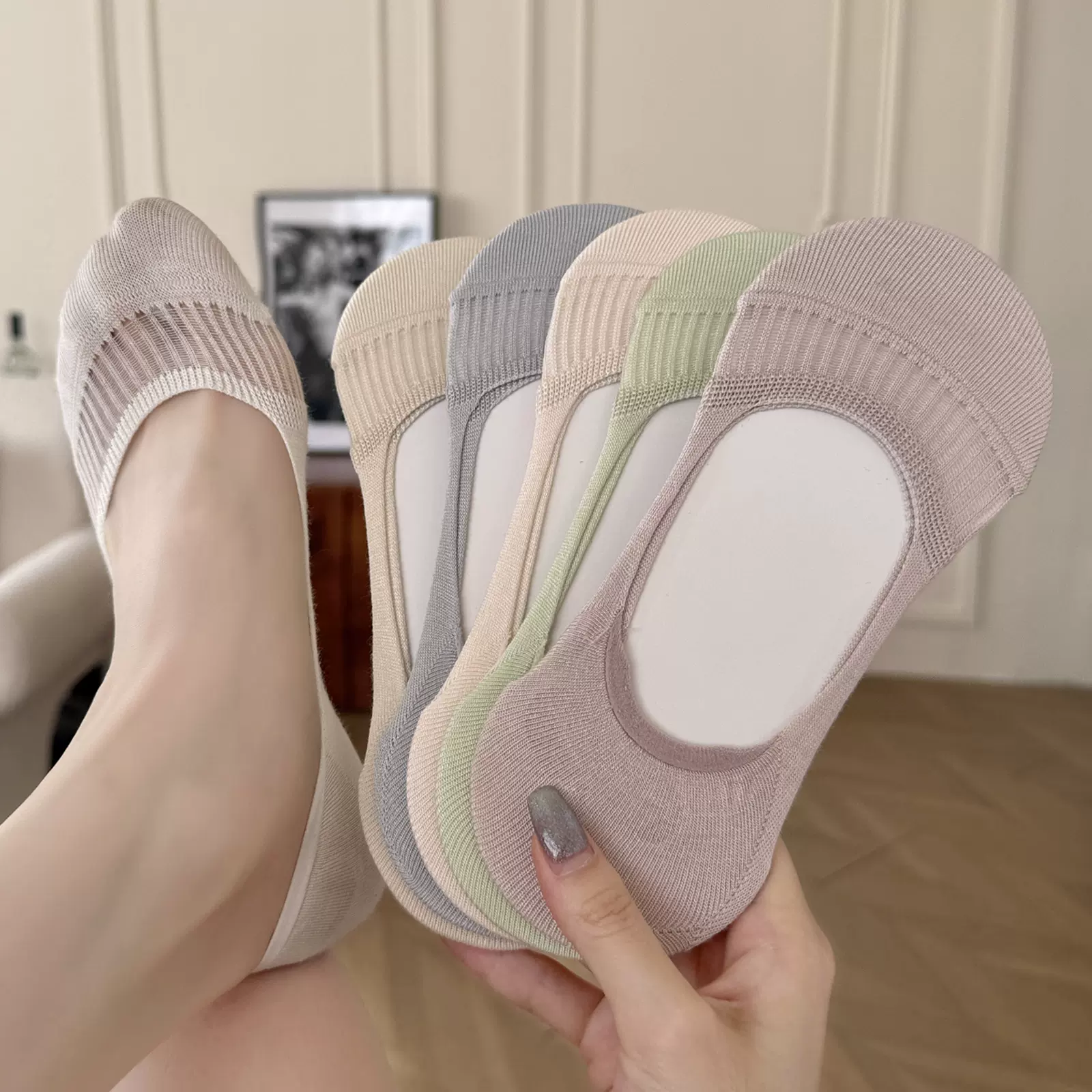 船袜女夏季薄款棉袜网眼镂空吸汗防臭隐形袜子夏天女不掉跟浅口袜