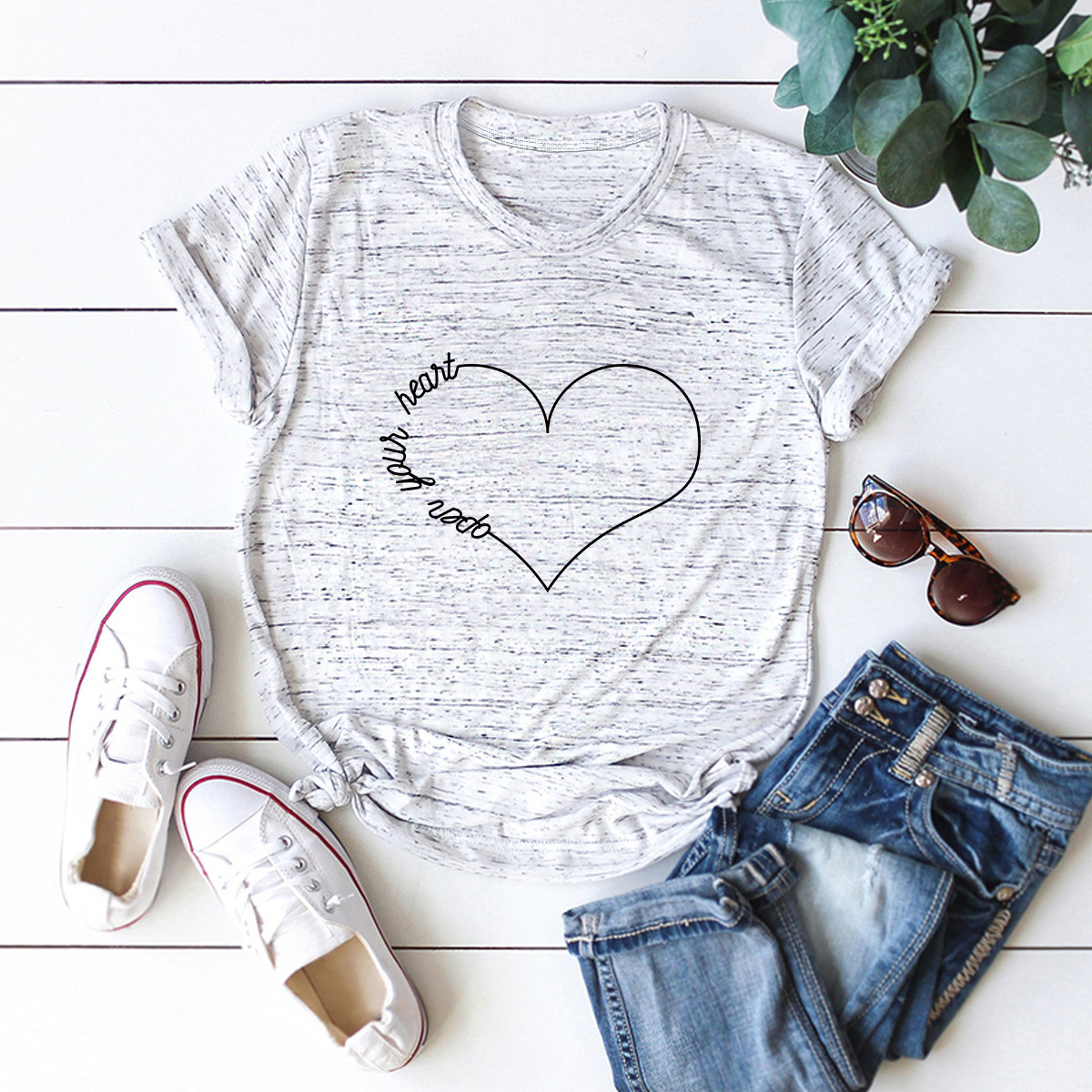 Casual Print Short Sleeve T-Shirt NSSN21218