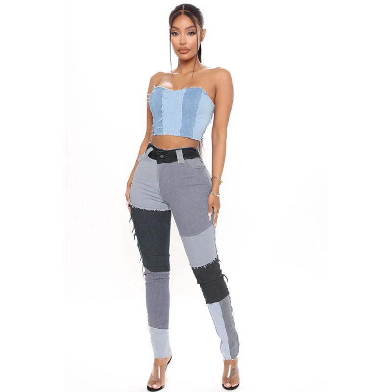 Women's Denim Pants spring Autumn New Super Elastic High Waist Tassel Pencil Slim Fit _voghion.com