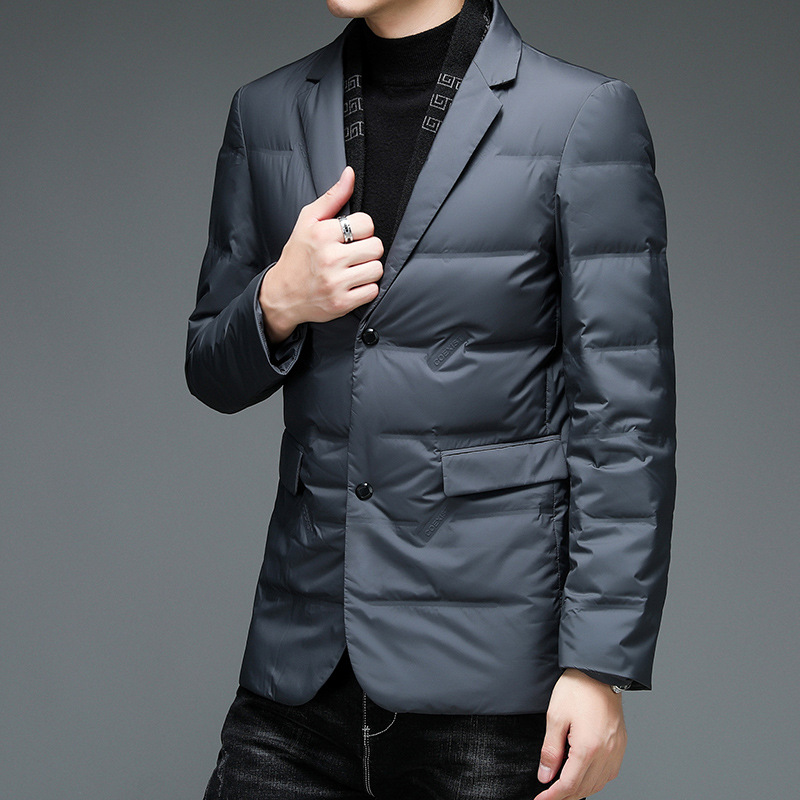 Cuello de bufanda de los hombres abajo chaqueta de invierno nuevos hombres de mediana edad de negocios casual traje de cuello ligero abajo chaqueta