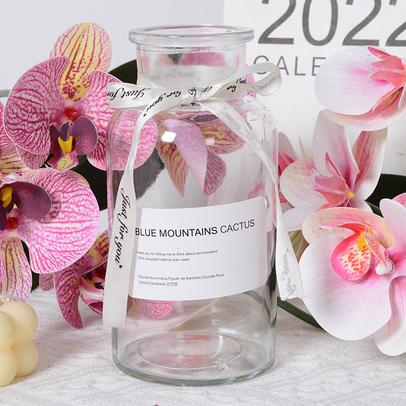 Florero de vidrio decoración salón arreglo floral transparente hidropónico bambú rica flor seca botella especial nueva cerámica hidropónica