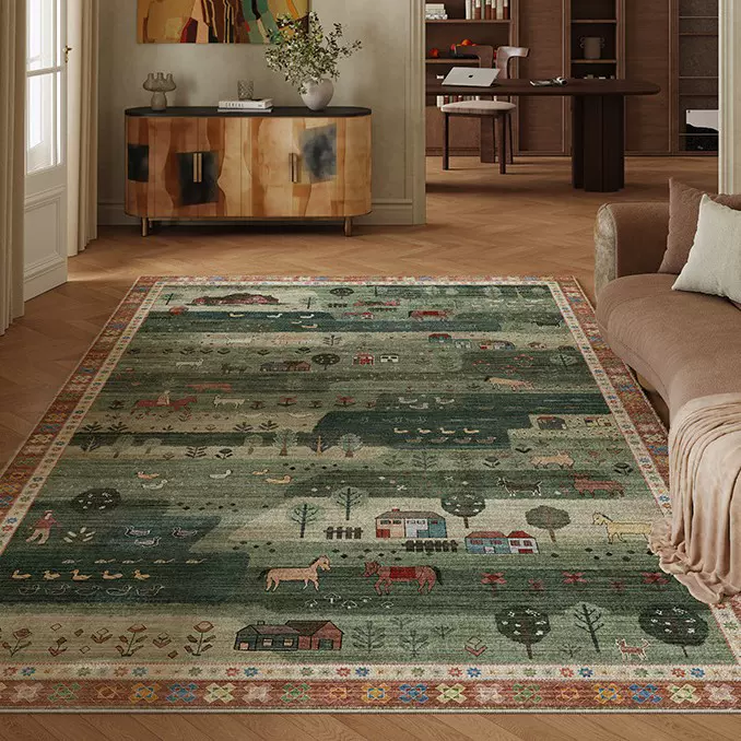 地毯客厅2025新款客厅毯波斯复古房间免洗可擦沙发卧室床边毯跨境