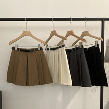 欧玛莱 复古百搭学院风高腰显瘦半身裙百褶裙防走光短裙A字裙7555