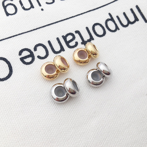 1 stainless steel positioning bead with built-in rubber ring adjustment bead, slip-resistant adjustment bead for bracelets and necklaces, through-hole round rubber bead