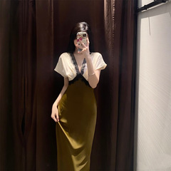 外贸批发女装2025 ZA系列法式优雅花边丝缎质感迷笛连衣裙1165177