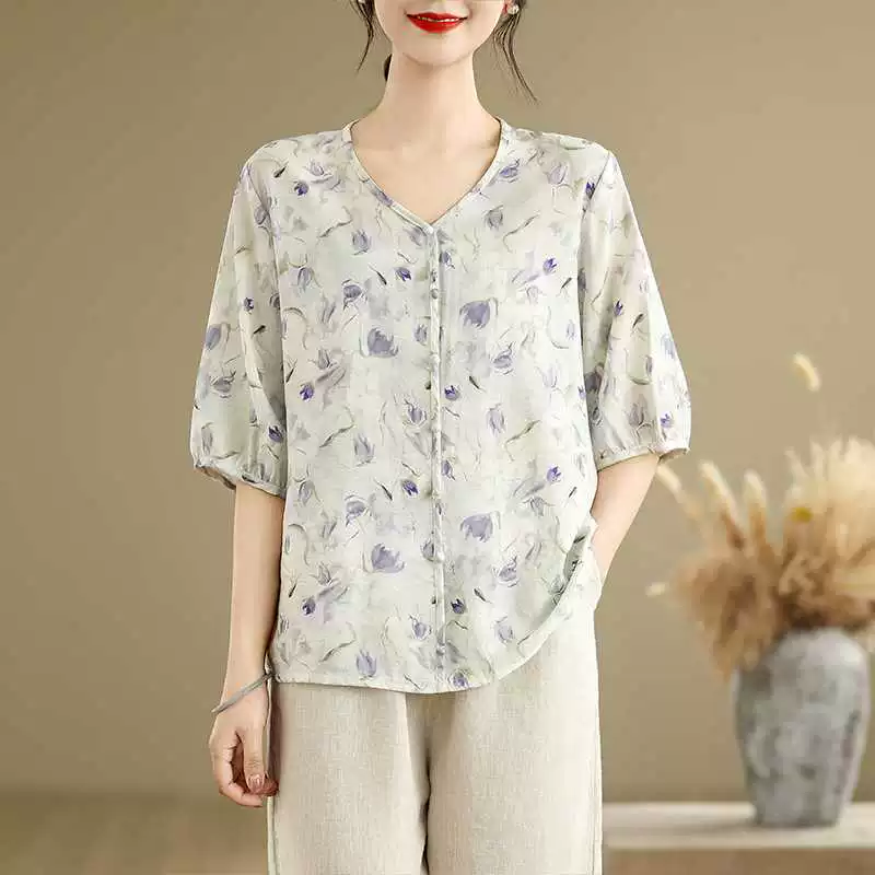 Ретро летняя рубашка крупного размера, приталенная, oversize