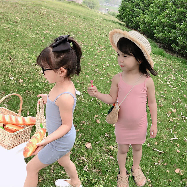 2025 Girls Camisole Dress New Camisole Dress Little Girl Bottoming Shirt Summer Thin Kidsren's Pajamas Versatile Trend