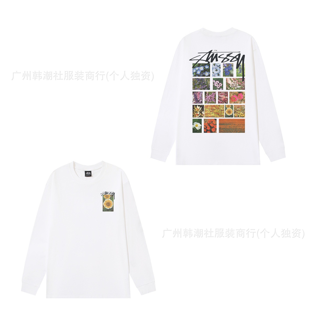 原標クロスボーダーの新型潮牌stuツアーの経典のアルファベットのプリントの丸首の長袖のtシャツは代行します。