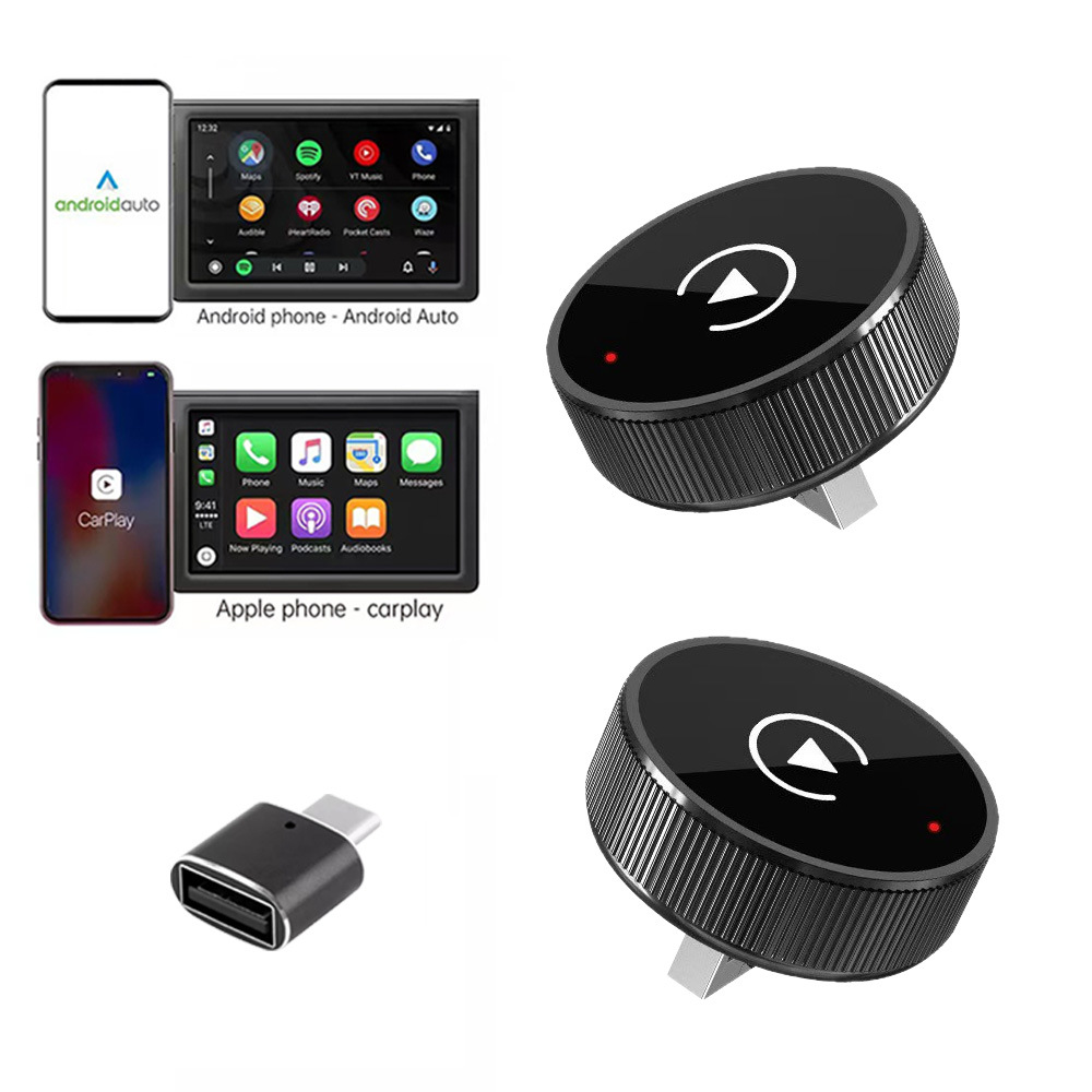 New Wireless Carplay Box Android Auto 2-in-1 Car-Mounted Wired to Wireless Adapter Cross-Border Hot Seller