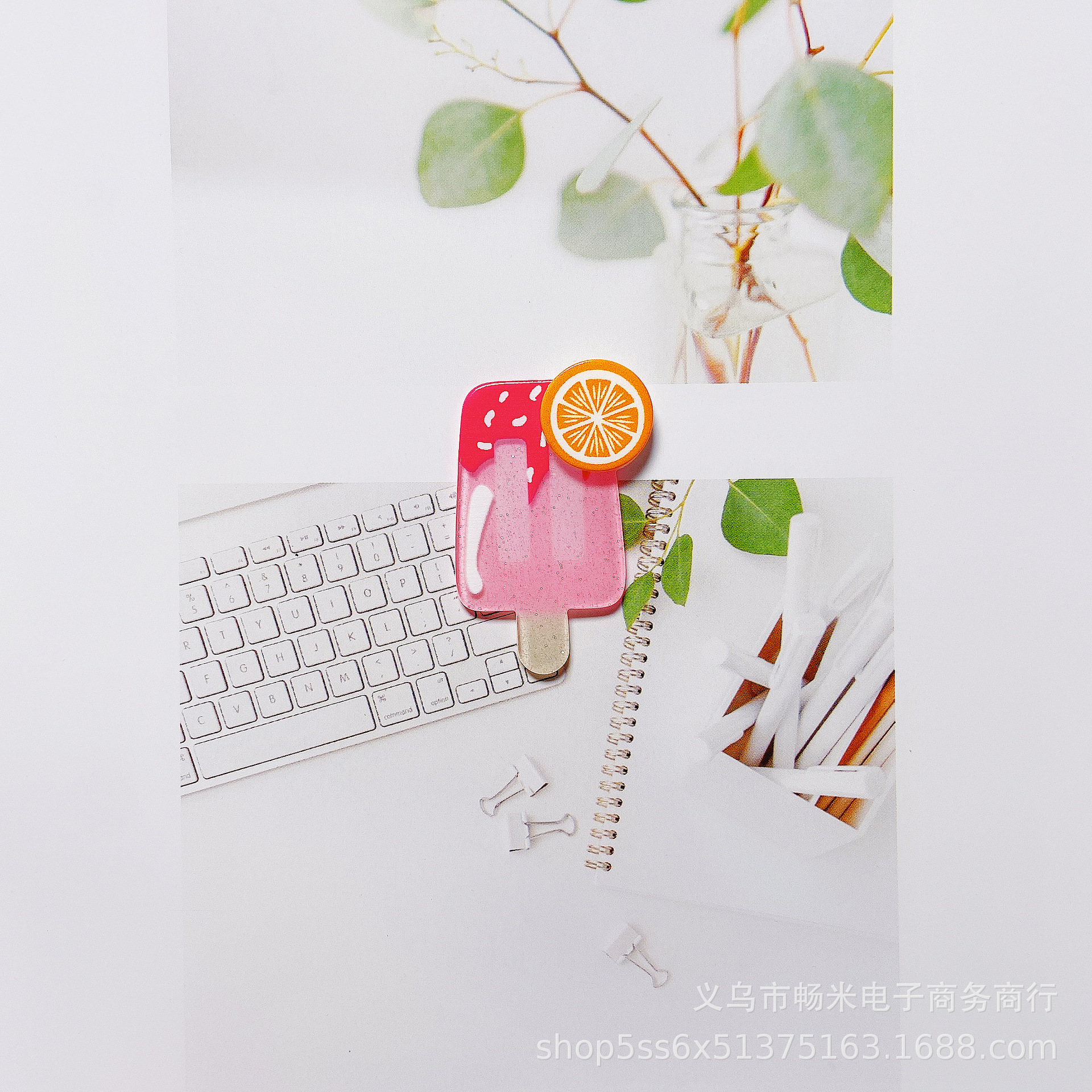 Creative Popsicle tridimensional parche acrílico de doble capa joyería de la cáscara del teléfono móvil con llavero bricolaje pendientes hechos a mano material