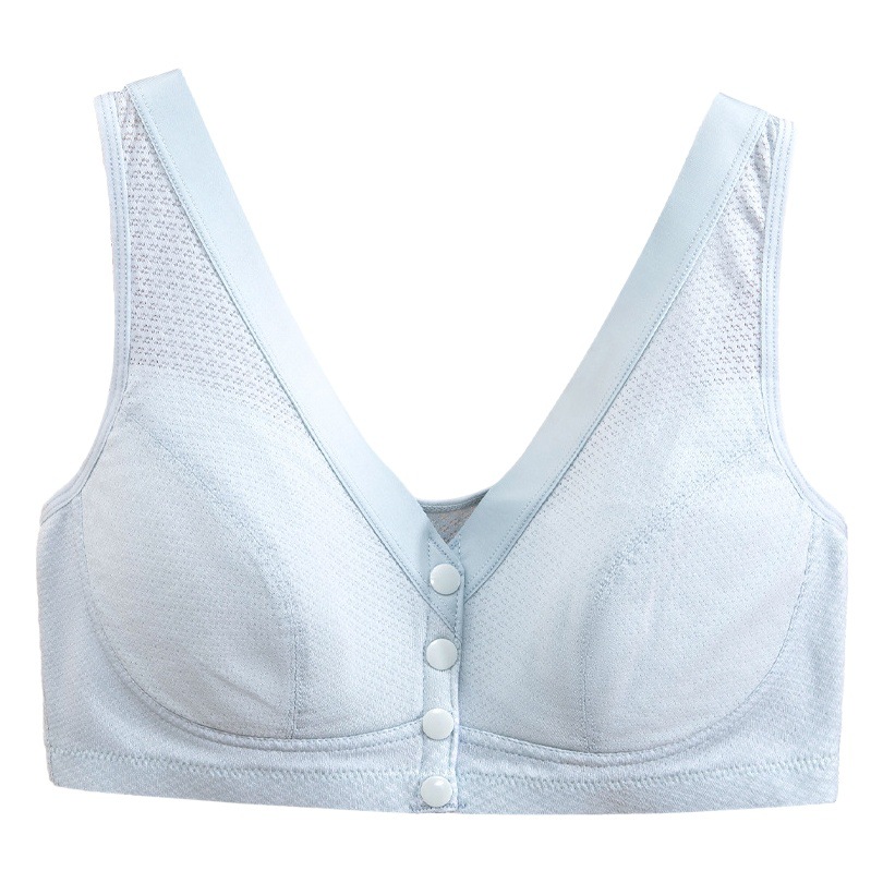 Ropa interior de la madre verano de las mujeres delgada hebilla frontal sujetador inalámbrico de mediana edad y ancianos malla sin costuras más el sujetador del chaleco del tamaño
