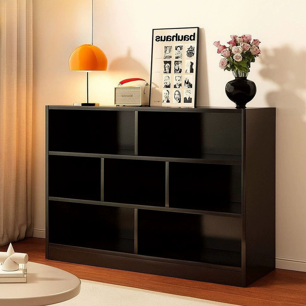 Французская книжная полка, черный клетчатый шкаф, встроенный настенный шкаф для хранения на балконе, шкаф для хранения в гостиной, простой комбинированный шкаф