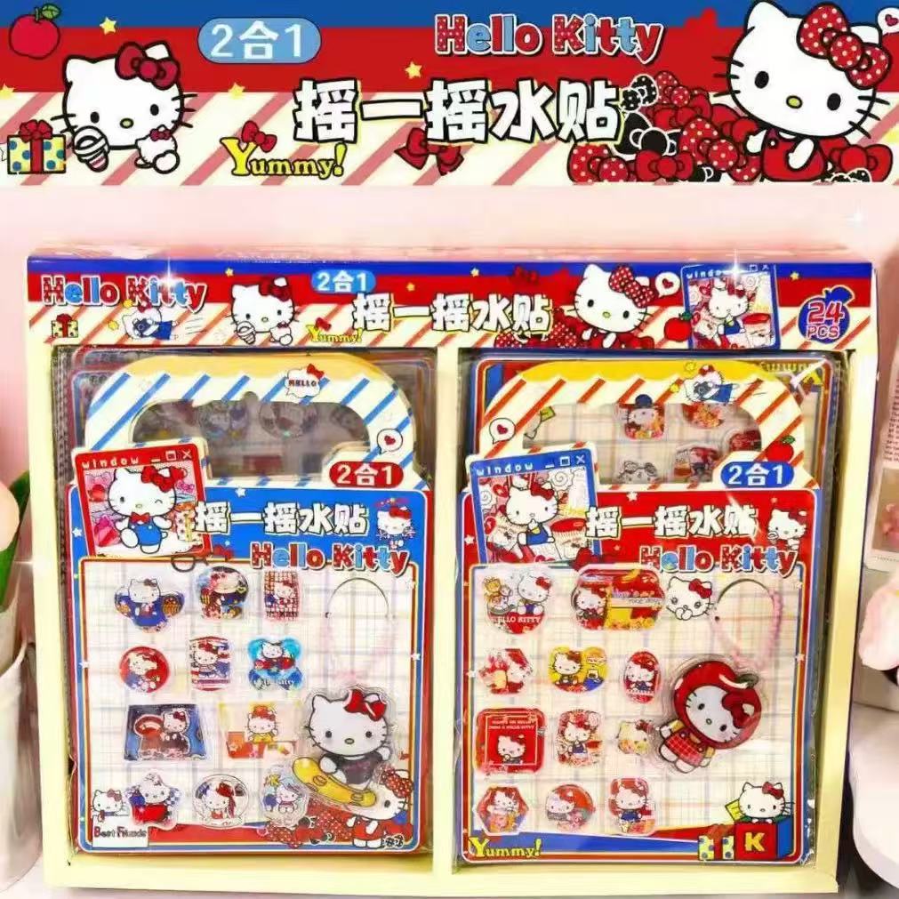 Pegatinas de mascotas lindas de Sanrio, calcomanías de agua de Kuromi de alta calidad que se sacuden y se pegan, pegatinas decorativas pequeñas con patrones para manualidades infantiles.