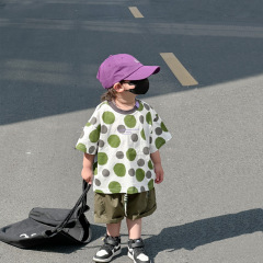 Children's T-shirt Summer Korean-style children's clothing new boy T-shirt short-sleeved polka dot stylish summer outfit baby pure cotton top