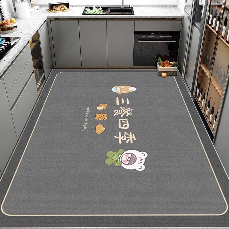 Kitchen Floor Mats, Non-Slip, Anti-Oil, Water-Absorbent Door Mats, Waterproof, Wipeable, Washable, Diatom Mud Door Mats for Entry