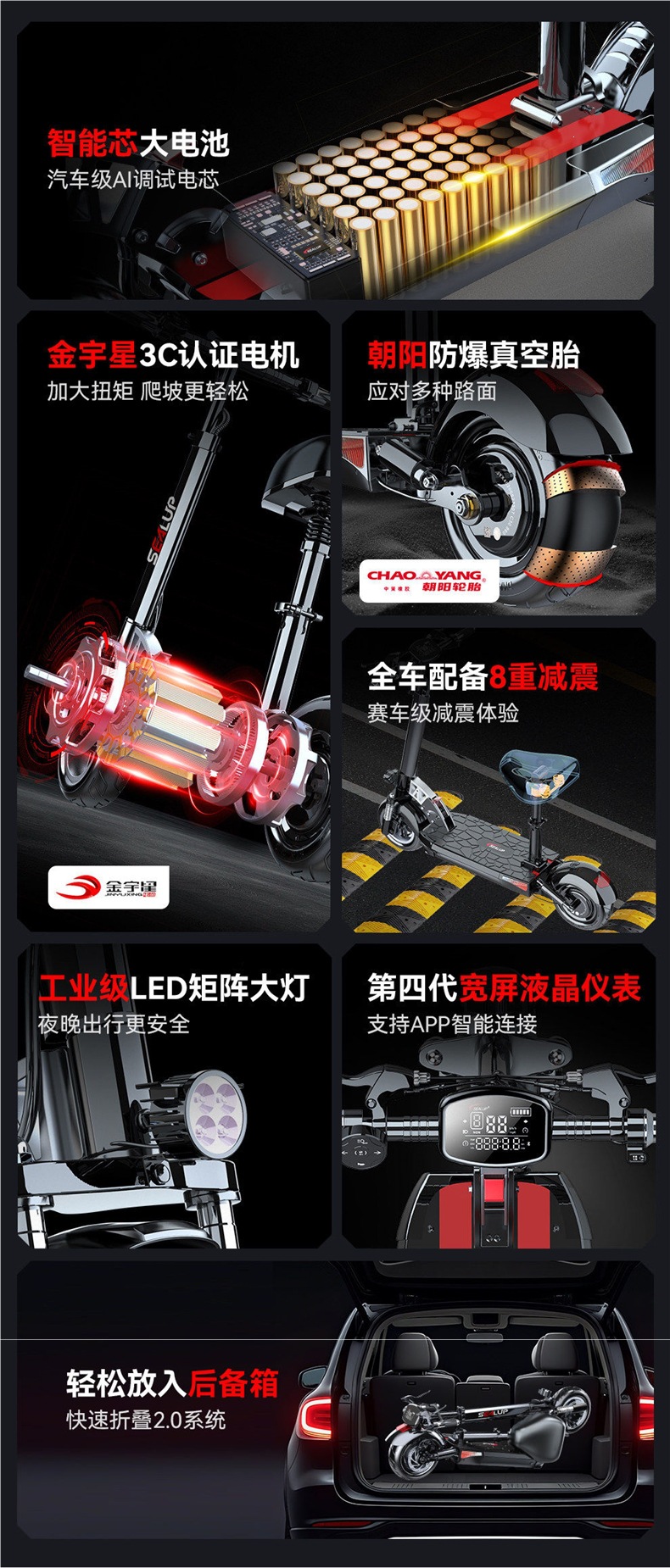 Hilop Electric Scooter Foldable Electric Vehicle Two-Wheeled Mobility Scooter Small Car Mini Electric Bike