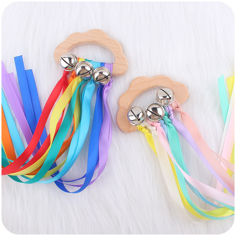 Bebé suministros de dibujos animados Beech nube teether bebé campana grande sacudir cinta Beech sonajero juguete
