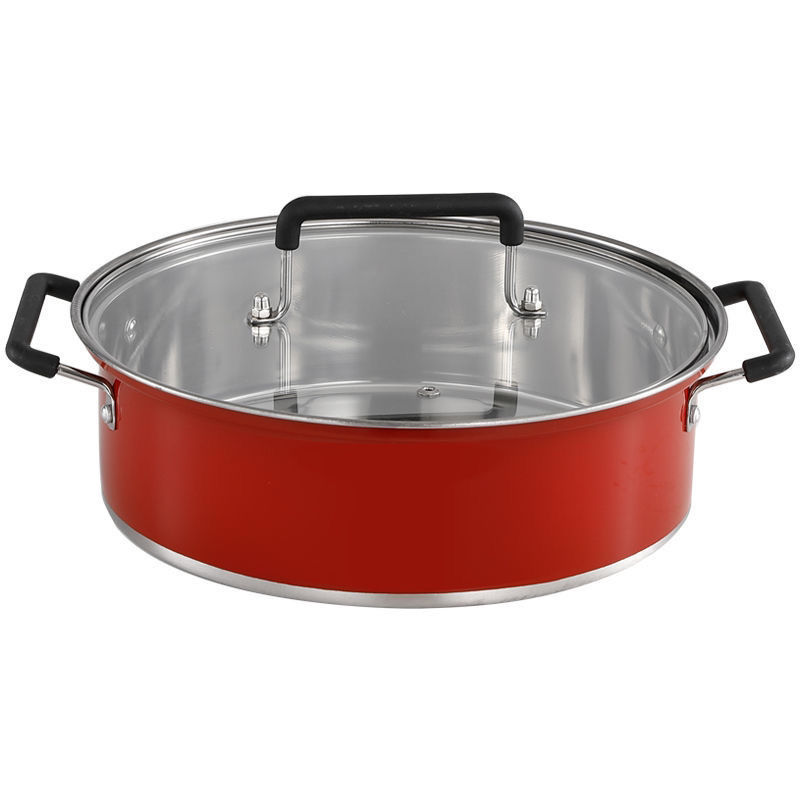 Regalo hot pot con cubierta de acero inoxidable electromagnético de gran capacidad olla de cocina de cocina de horta de verduras de vacaciones buena fortuna comienza