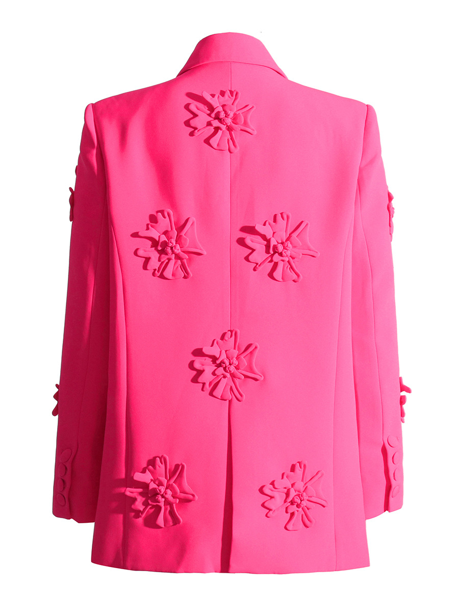 Saco Blazer con Solapa para Mujer de Poliéster con Flores 3D para Otoño