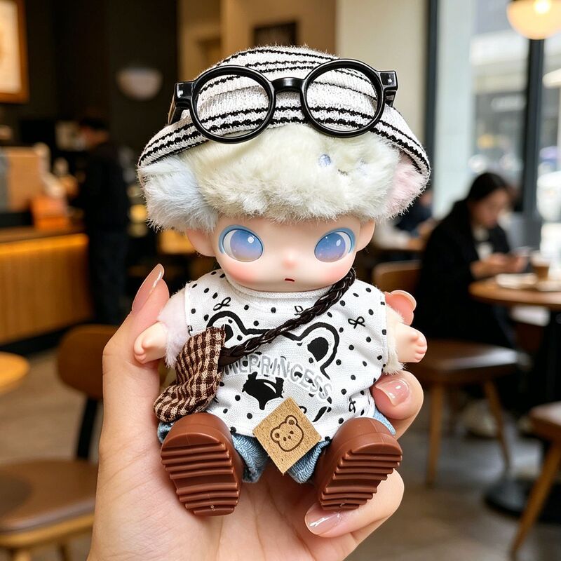 Only Doll Clothes】Suitable for Dimoo Newborn Diary Series 15cm Doll Clothes Black and White Striped Outfit Only Doll Clothes】Suitable for Dimoo Newborn Diary Series 15cm Doll Clothes Black and White Striped Outfit