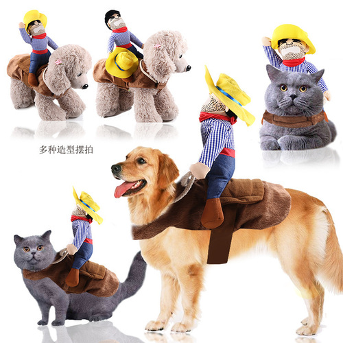 Big dog clothes, cat pet supplies, riding outfit, transformed into Halloween Santa Claus clothes, funny small, medium and large