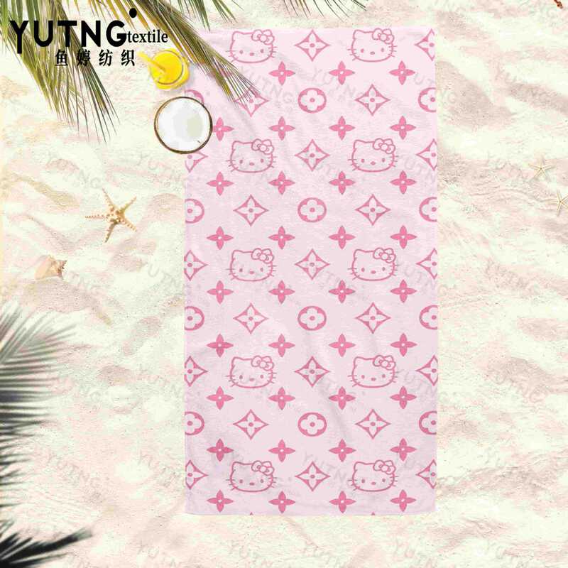 Hello Kitty Printed Beach Towel, Quick-Drying, Water-Absorbent, Microfiber Bath Towel, Portable for the Beach, Unisex