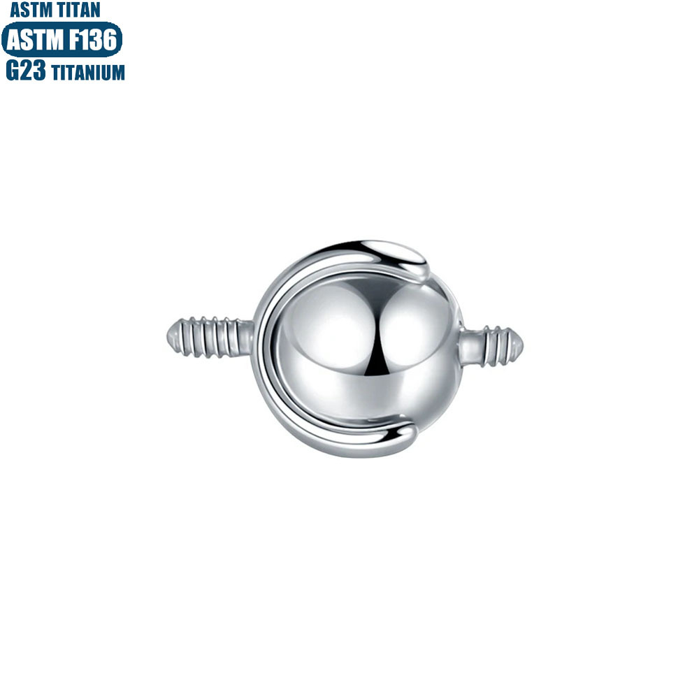 Silver pointed spike labret stud material detail