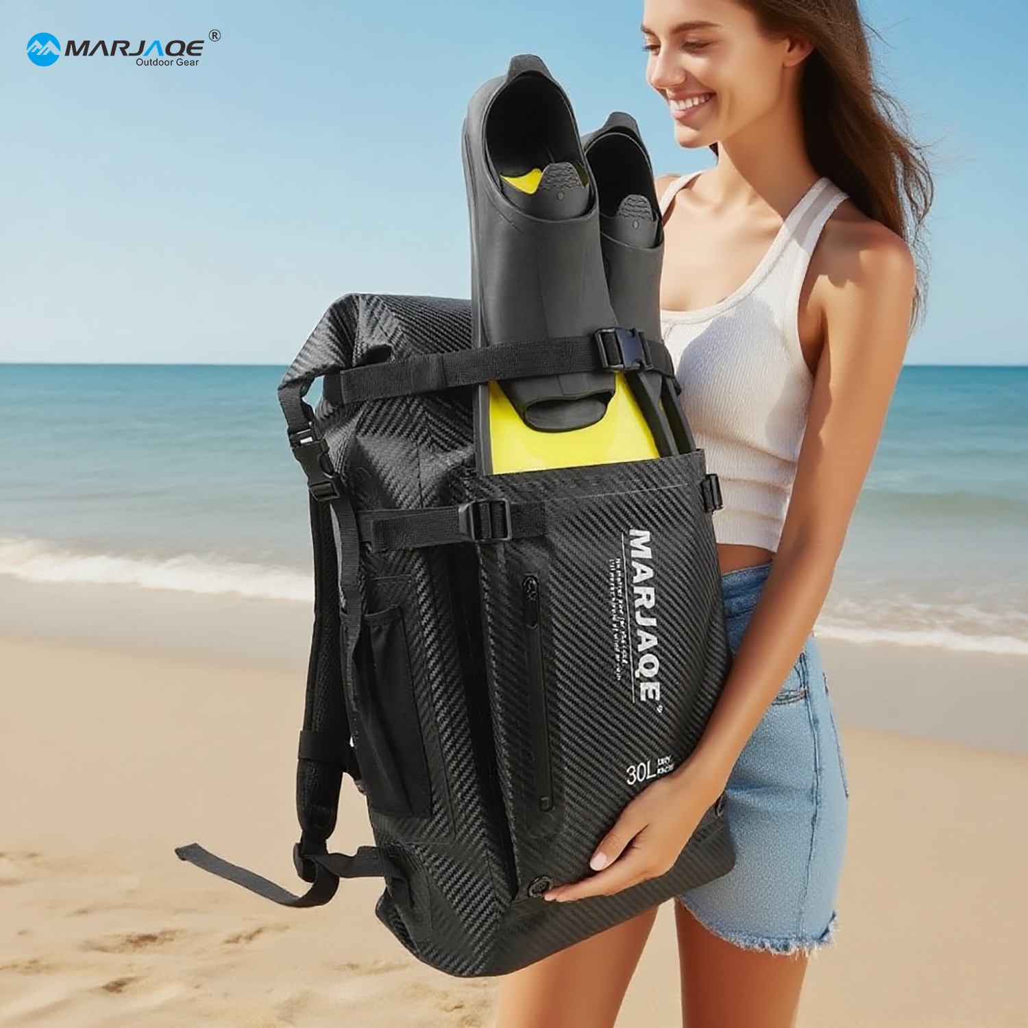 Cross-Border Multifunctional Waterproof Backpack, Free Diving, Swimming, River Rafting, Outdoor Storage Fin Bag