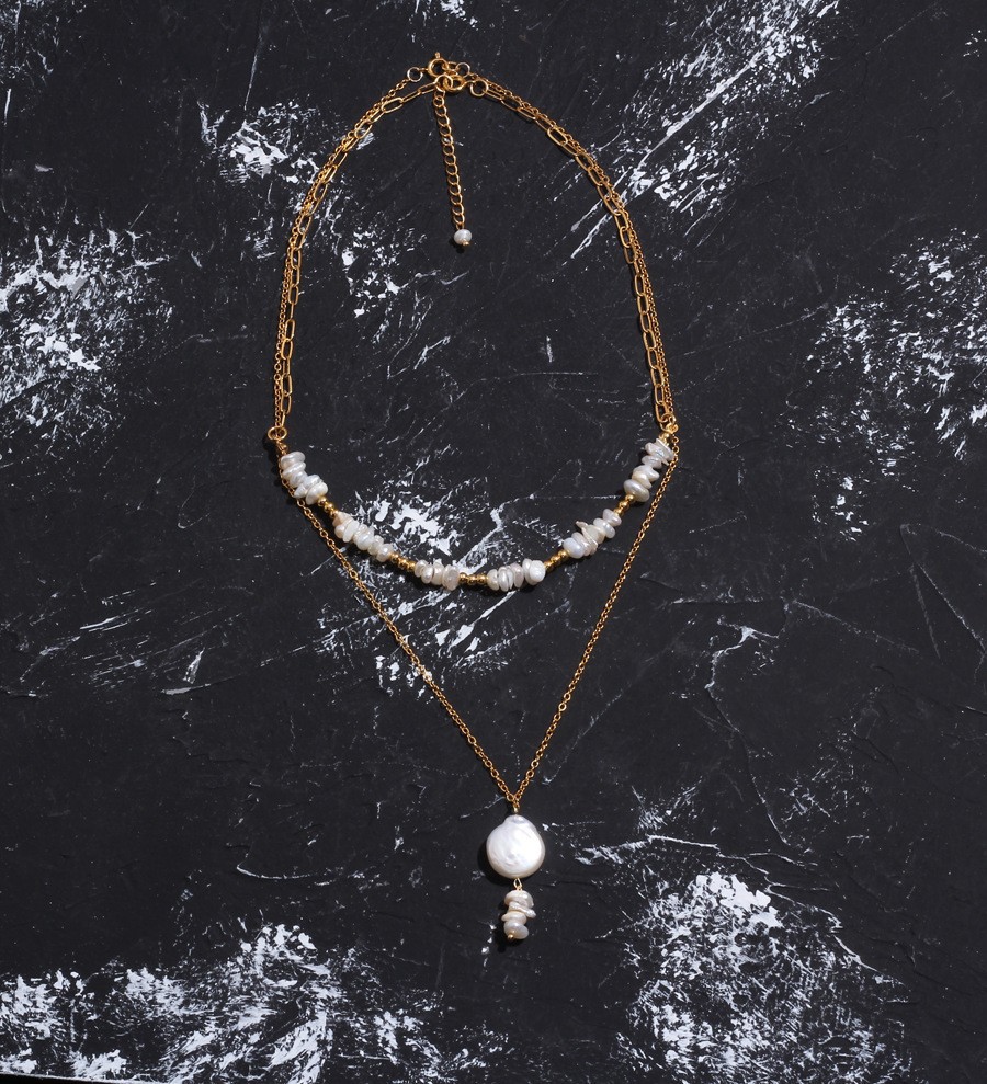 28g Weight Earrings, Necklace Classification 2 PCS/Package Quantity Holiday, Daily Occasion Freshwater Pearl, Titanium Steel Material Geometric Pattern Women's Gender Beaded Design Simple Style Style 2 PCS/Package Freshwater Pearl Titanium Steel Freshwater Pearl Jewelry Sets 6