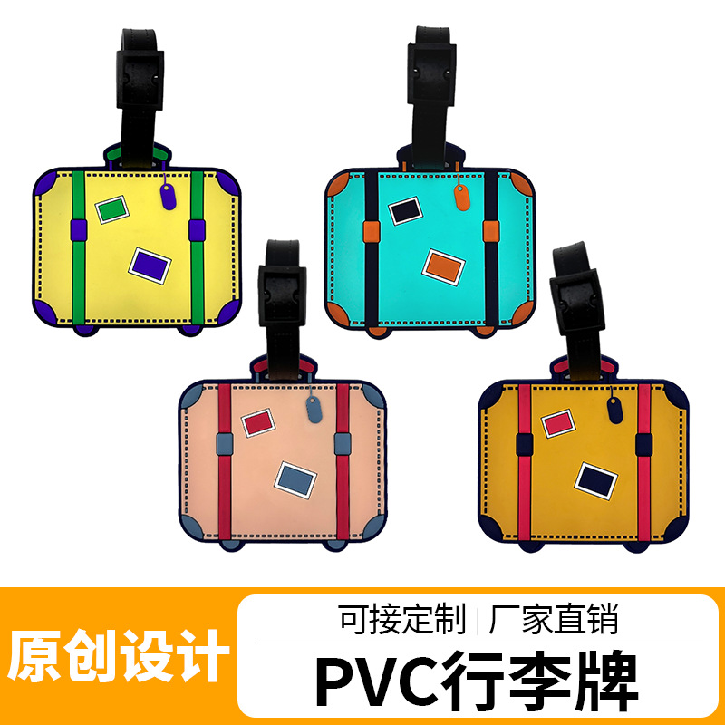 Cartoon Suitcase Pvc Glue Luggage Tag Customized Special-Shaped Boarding Pass Tag Rubber Logo Silicone Wholesale