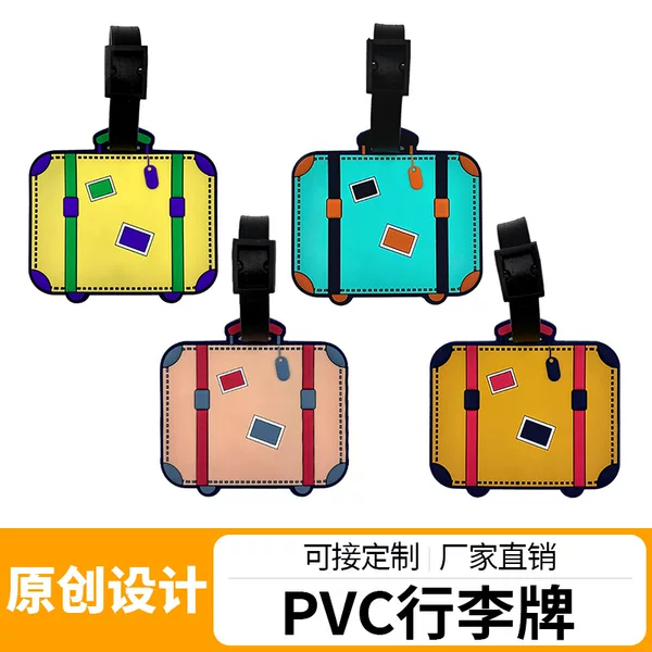 Cartoon Suitcase Pvc Glue Luggage Tag Customized Special-Shaped Boarding Pass Tag Rubber Logo Silicone Wholesale