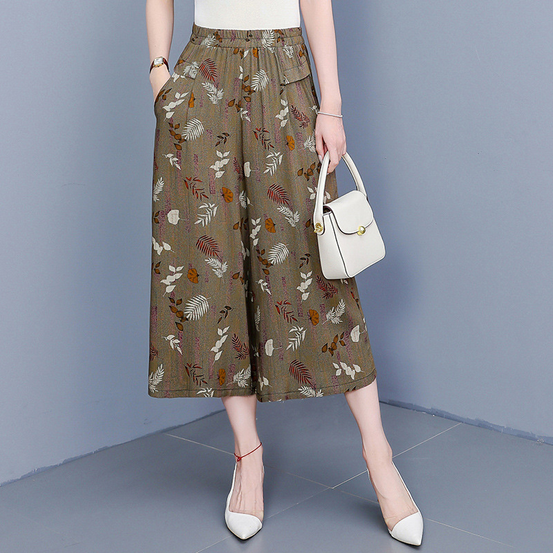 2026 New Summer Pure Cotton Silk Three-Quarter Wide-Leg Pants for Women, High-Waisted Casual Pants, Artificial Cotton Loose Thin Skirt Pants 2026 New Summer Pure Cotton Silk Three-Quarter Wide-Leg Pants for Women, High-Waisted Casual Pants, Artificial Cotton Loose Thin Skirt Pants