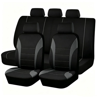 General-Purpose 5-Seater Car Seat Covers with, Universal seat cover - dark-gray-9-piece-set-five-seats