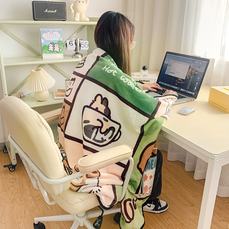 午睡毯薄款办公室毯子沙发毯午休小毛毯披肩加厚空调盖毯学生宿舍