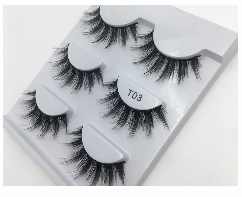 200g Weight False Eyelashes Makeup Tools Types 3 Pairs Quantity Mink Hair Material 3 Pairs Of Multi-layer Thick Natural Curling False Eyelashes 2