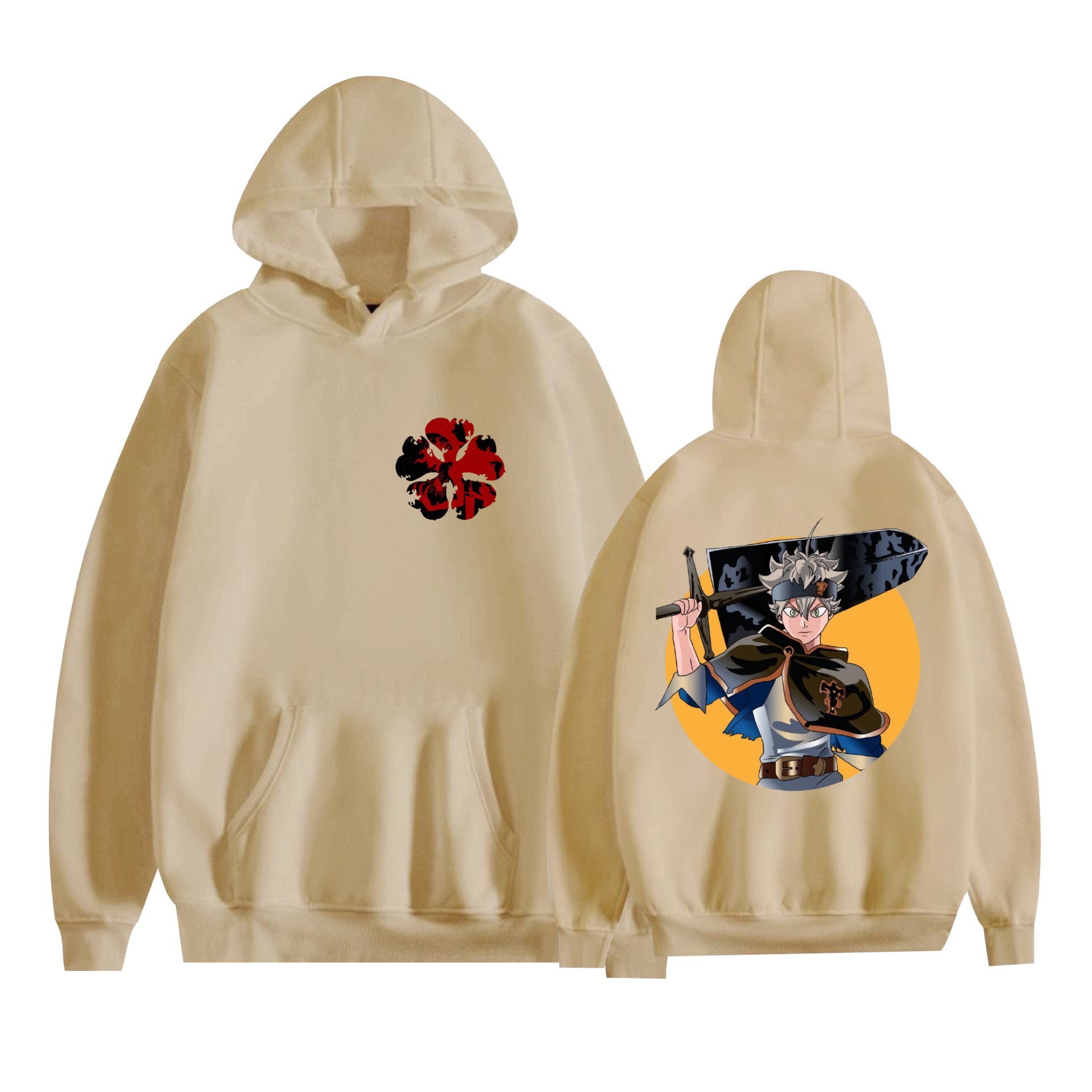 Trébol de cuatro hojas negro nuevo transfronterizo Black Clover animación periféricos hombres y mujeres suéter con capucha suelto casual